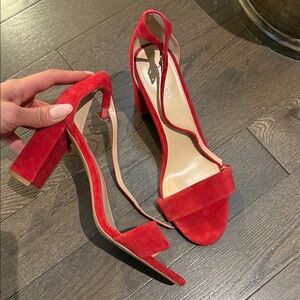 RW&CO. Red Suede Heeled Sandals